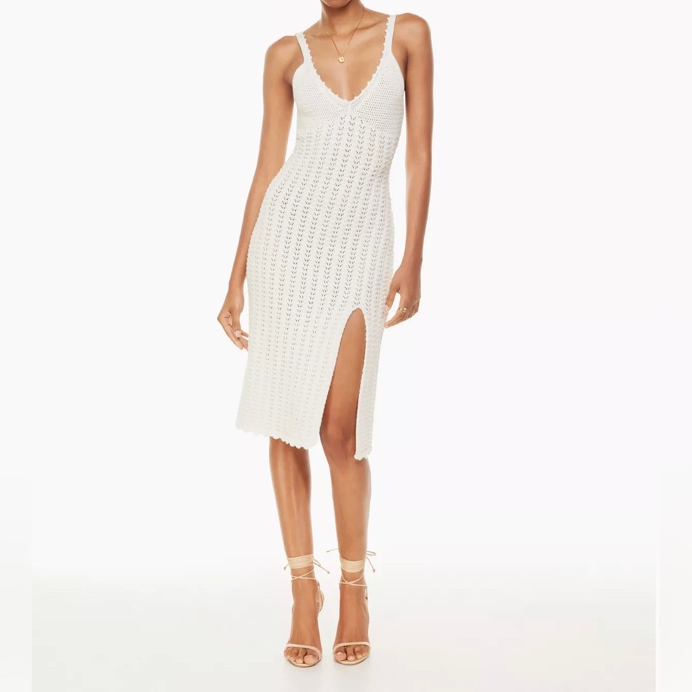 Aritzia Wilfred Evie midi semi sheer crochet midi dress X large